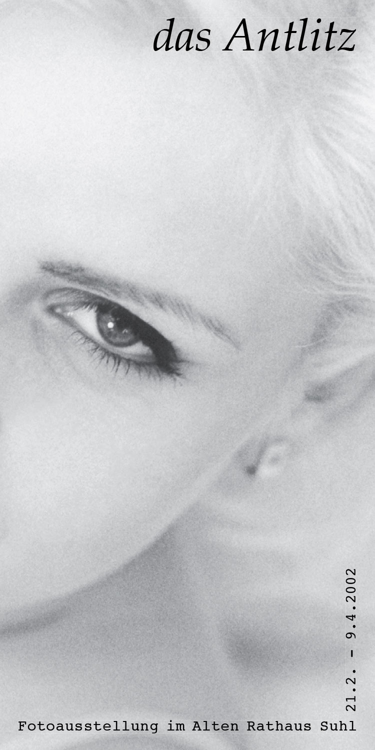 Flyer zur Fotoausstellung "Das Antlitz des Menschen" (Foto: Andreas Geyer, Grafikdesign: Andreas Kuhrt 2002)