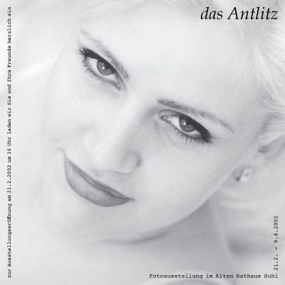 Flyer zur Fotoausstellung "Das Antlitz des Menschen" (Foto: Andreas Geyer, Grafikdesign: Andreas Kuhrt 2002)