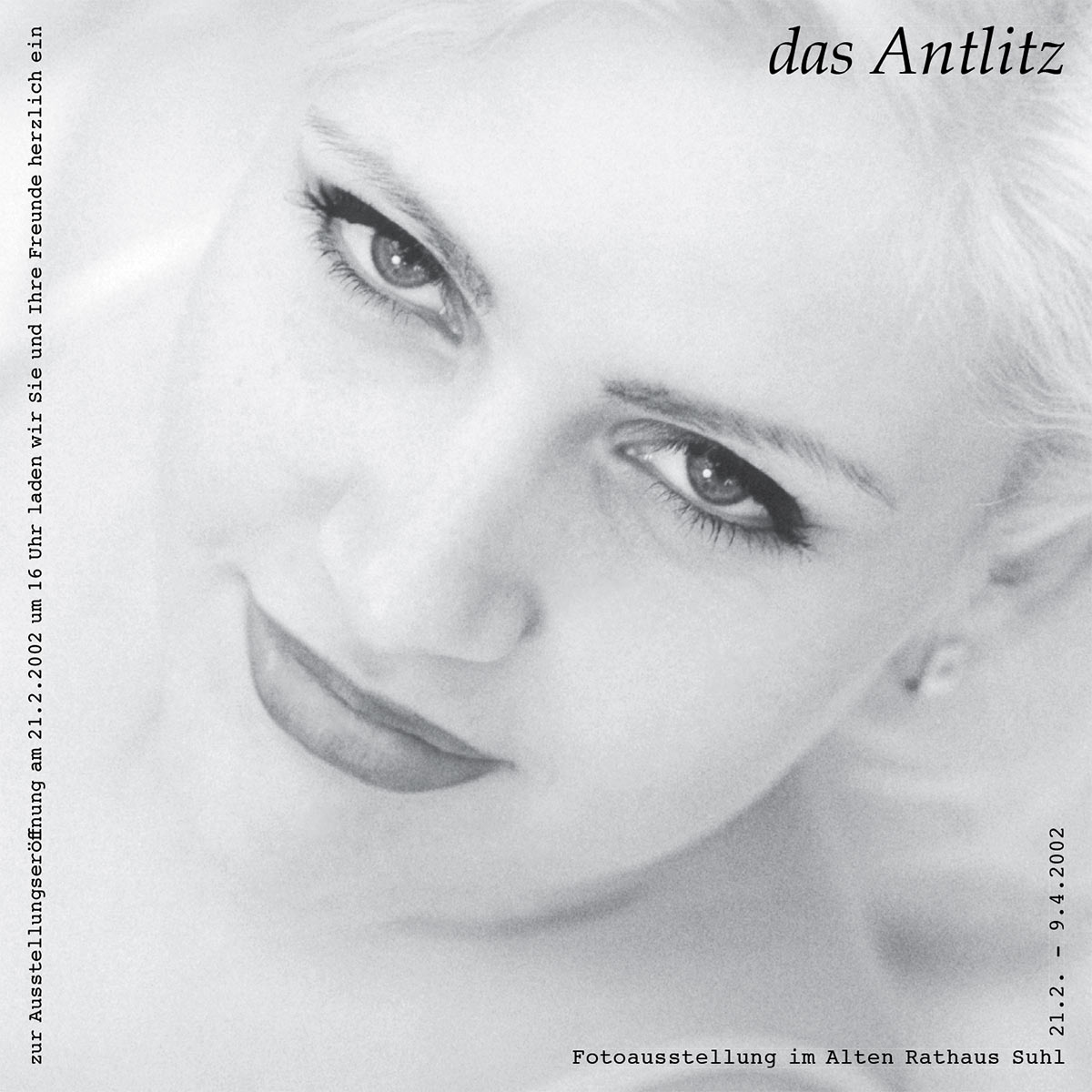 Flyer zur Fotoausstellung "Das Antlitz des Menschen" (Foto: Andreas Geyer, Grafikdesign: Andreas Kuhrt 2002)