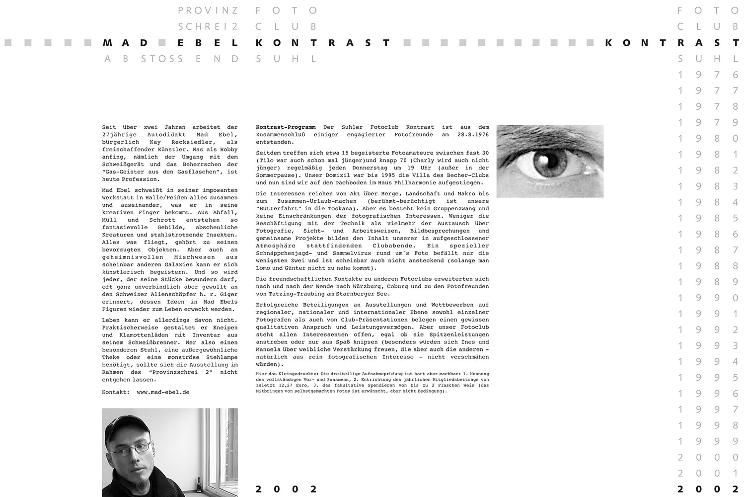 Kontrast 2002 (Flyer) . Fotoclub-Kontrast-Ausstellung 2002 . Haus Philharmonie Suhl (Gestaltung: Andreas Kuhrt)