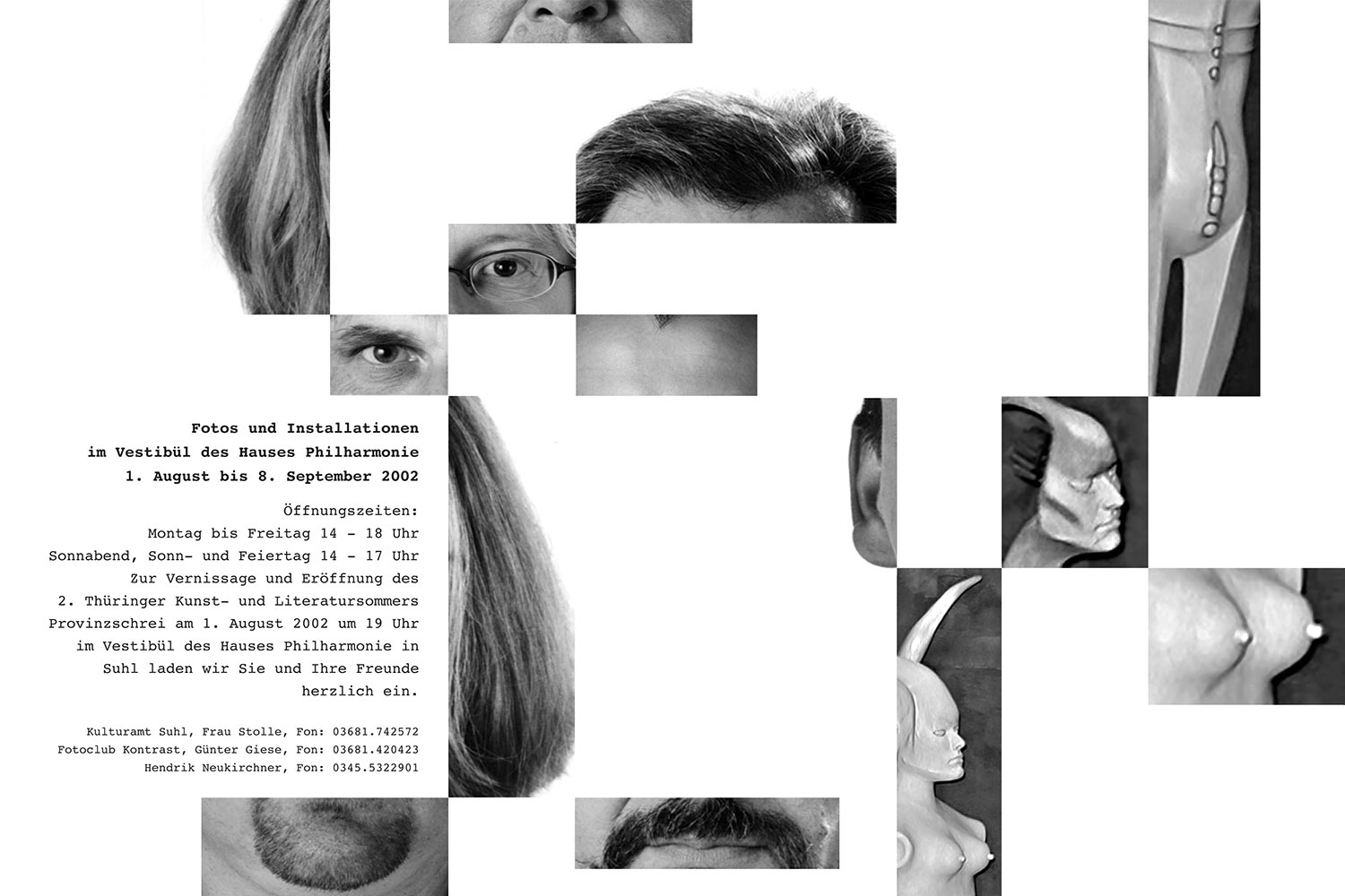 Kontrast 2002 (Flyer) . Fotoclub-Kontrast-Ausstellung 2002 . Haus Philharmonie Suhl (Gestaltung: Andreas Kuhrt)