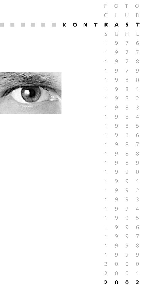 Kontrast 2002 (Flyer) . Fotoclub-Kontrast-Ausstellung 2002 . Haus Philharmonie Suhl (Gestaltung: Andreas Kuhrt)