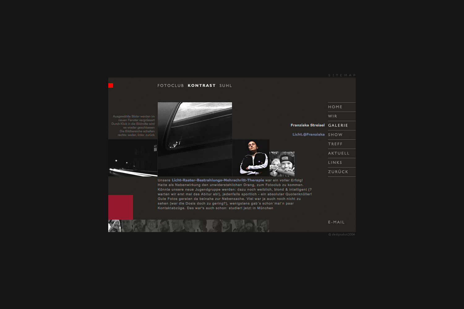 Galerie: Franziska Streisel . Fotoclub Kontrast Suhl . Website (Web Design: Designakut 2006)
