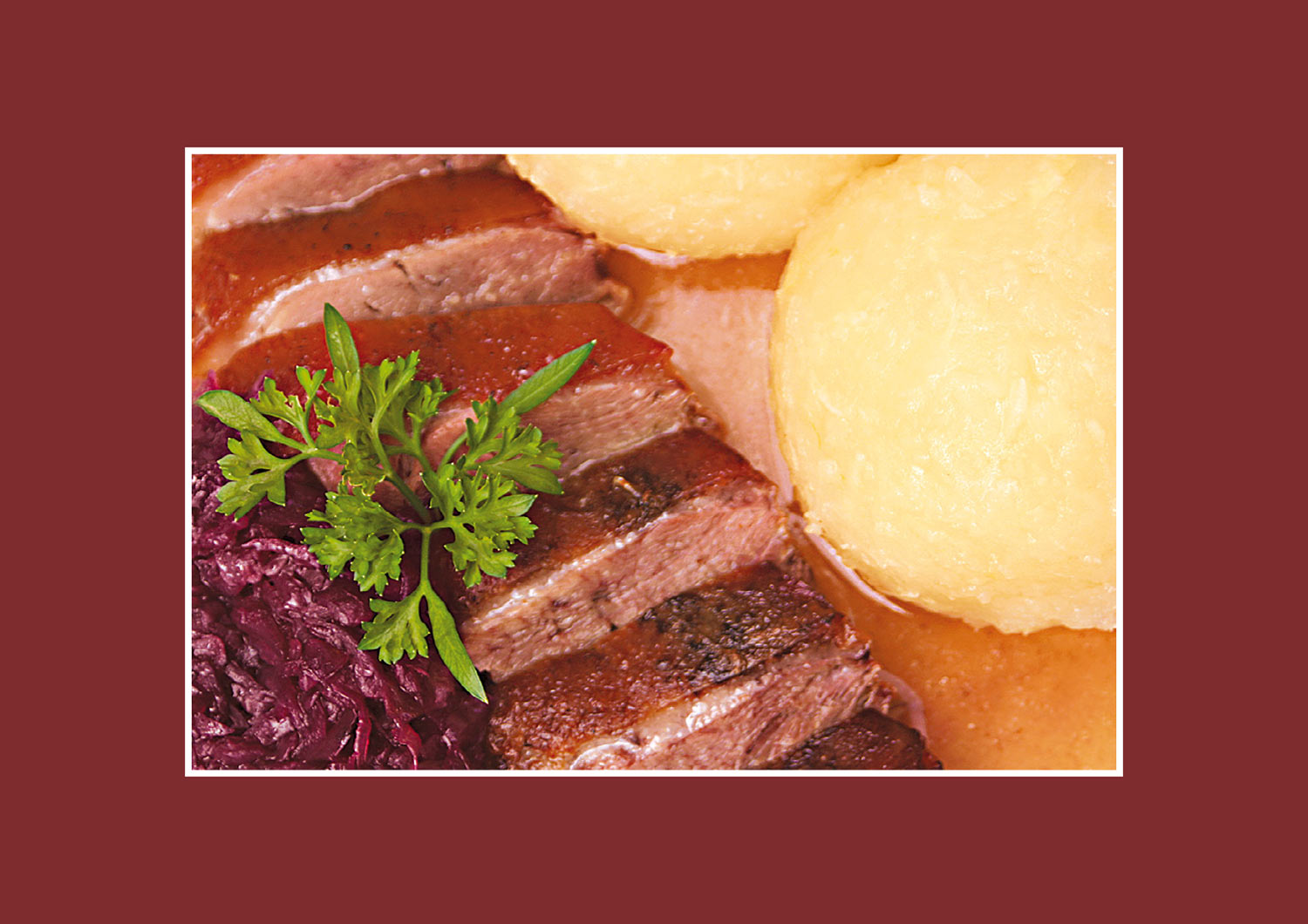 Thüringer Klöße mit Gänsebrust und Rotkraut im Gasthaus "Schilling" in Hinternah (Foto: Andreas Kuhrt 2005)