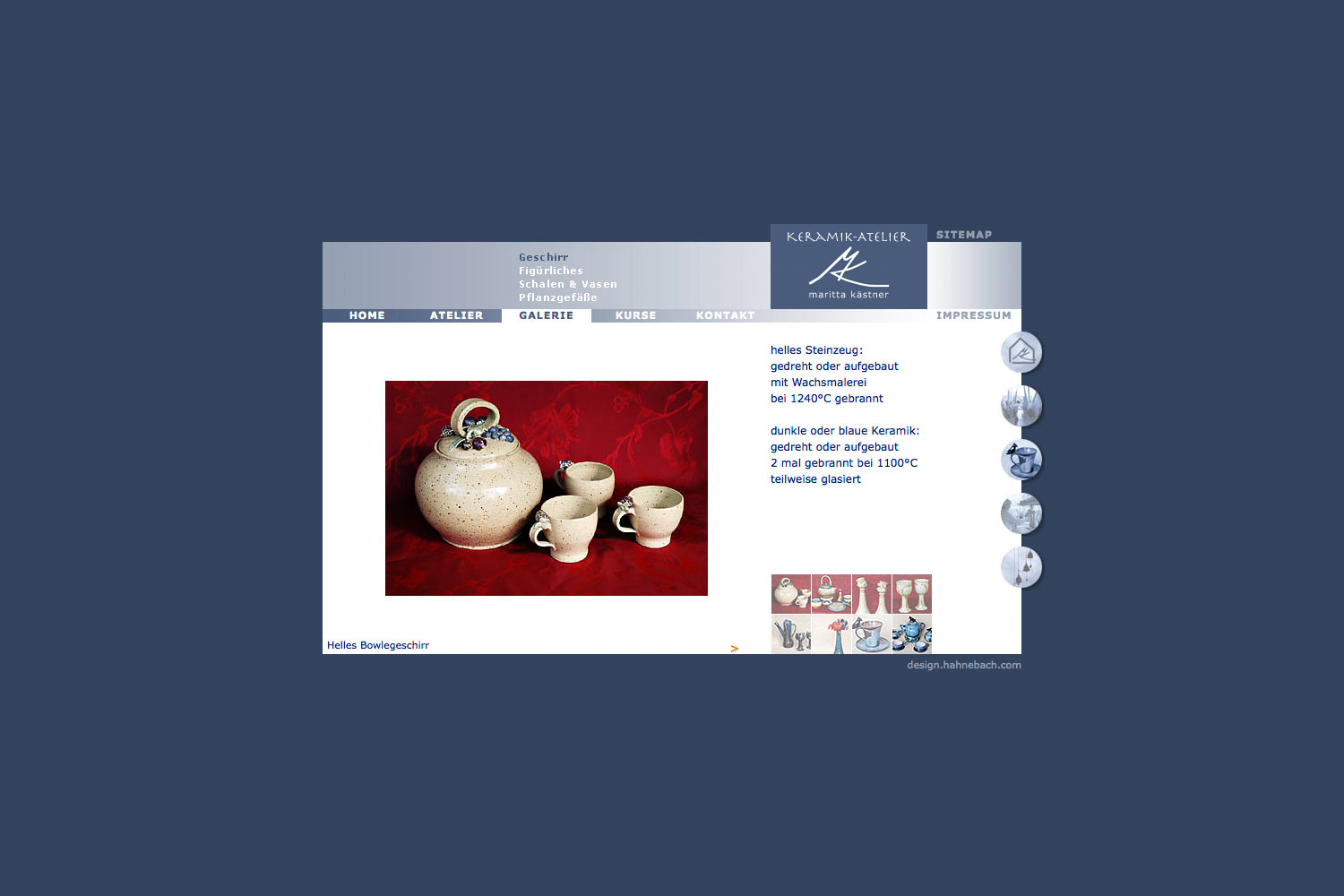 Geschirr . Kästner-Keramik . Website . 2006