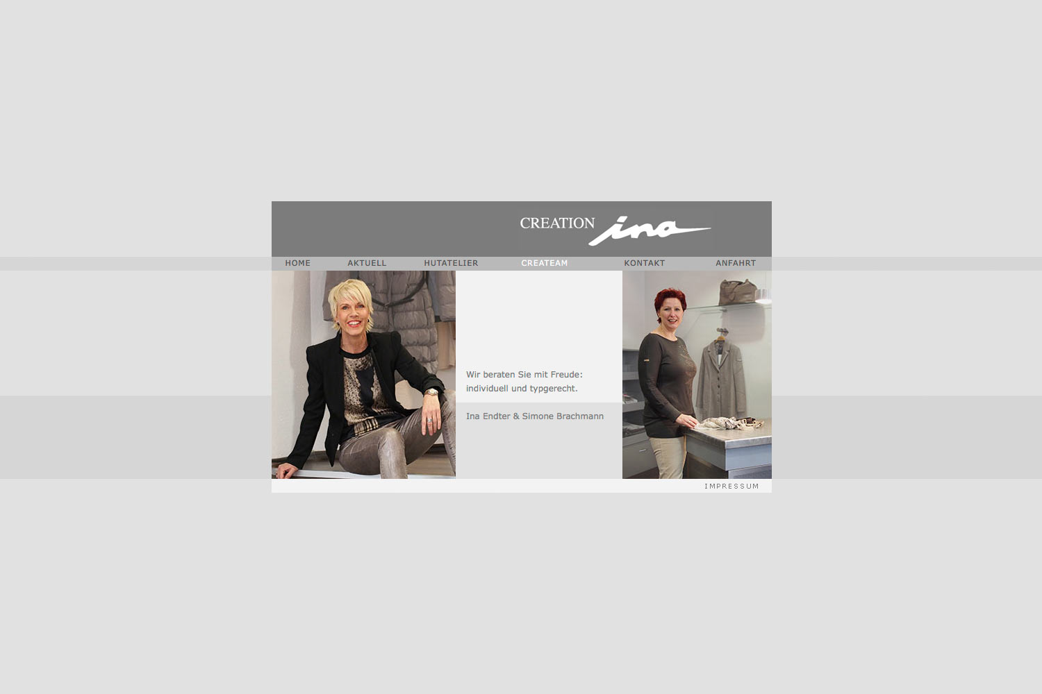 2007-web-creationina-createam Team . creation ina (Ina Endter) . Website (Web Design: Designakut mit Manuela Hahnebach 2007)