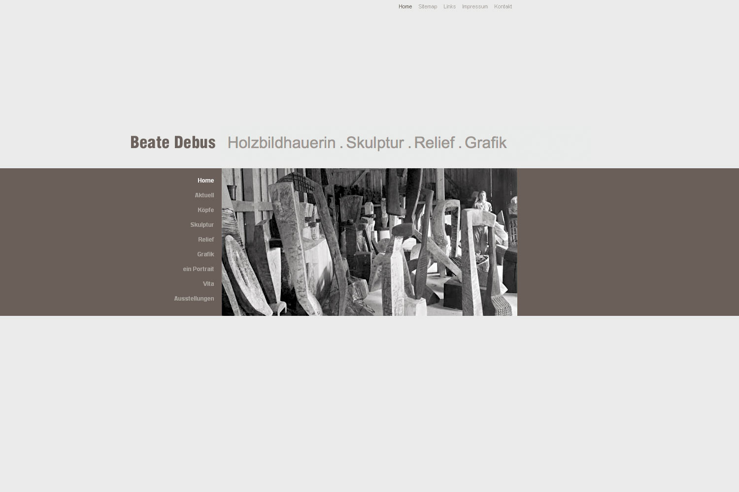 2007-web-debus-sculptur-home Home . Debus Skulptur (Beate Debus) . Website (Web Design: Designakut 2007)