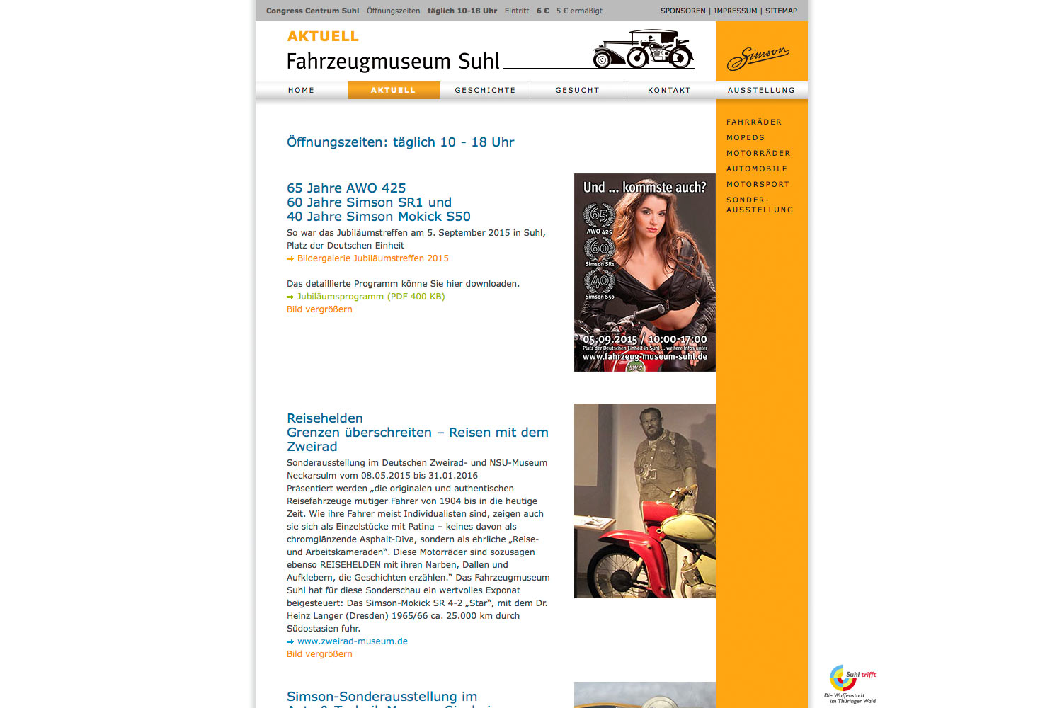 Aktuell . Fahrzeugmuseum Suhl . Website . 2007