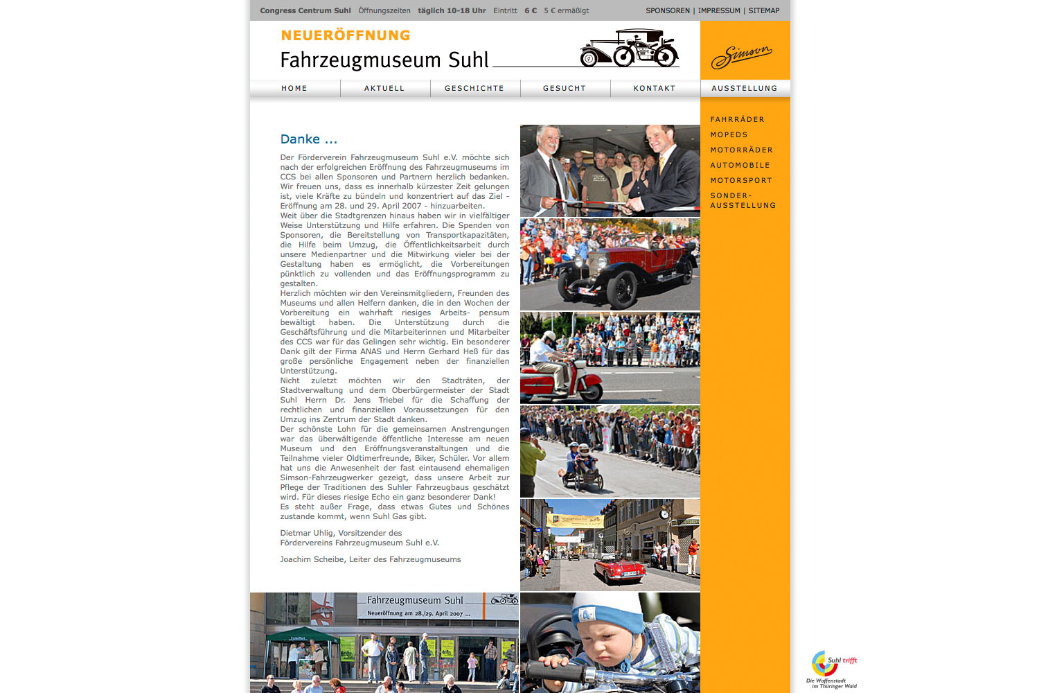 Archiv: Neueröffnung . Fahrzeugmuseum Suhl . Website . 2007