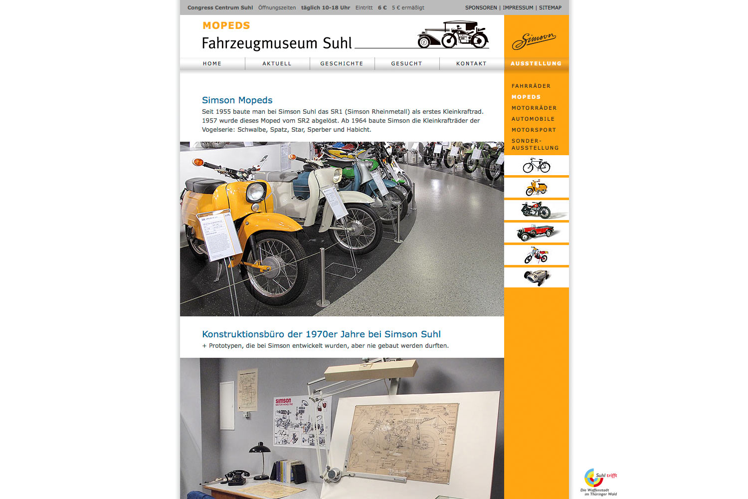 Ausstellung: Mopeds . Fahrzeugmuseum Suhl . Website . 2007