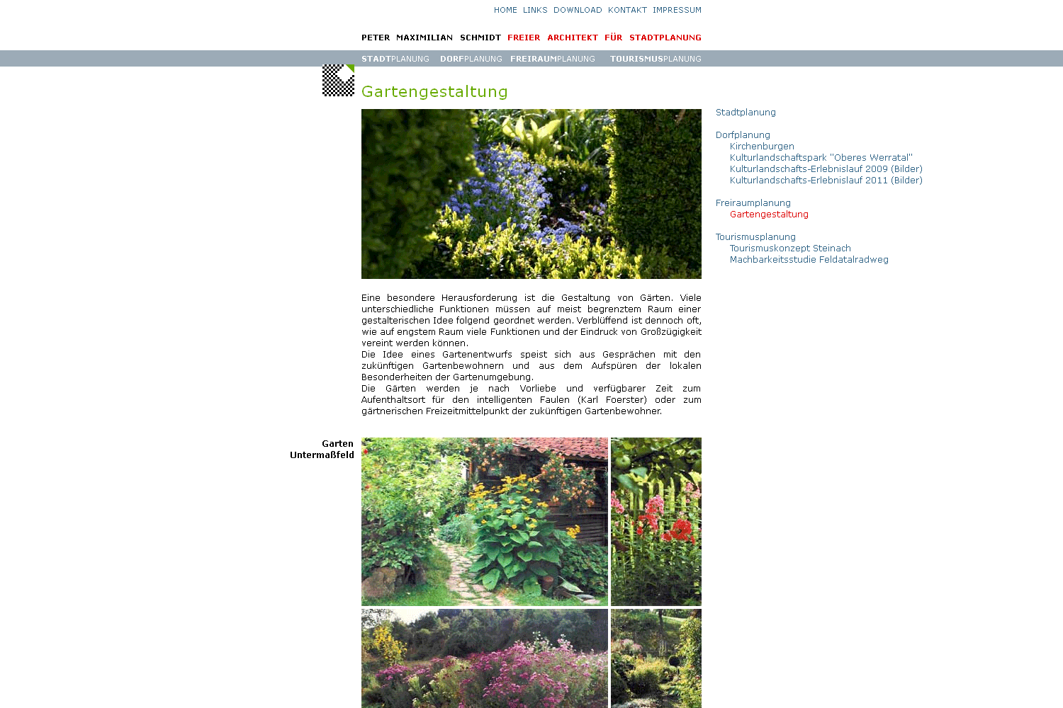 Gartengestaltung . Stadtplanung Schmidt (Peter Maximilian Schmidt) . Website . 2007
