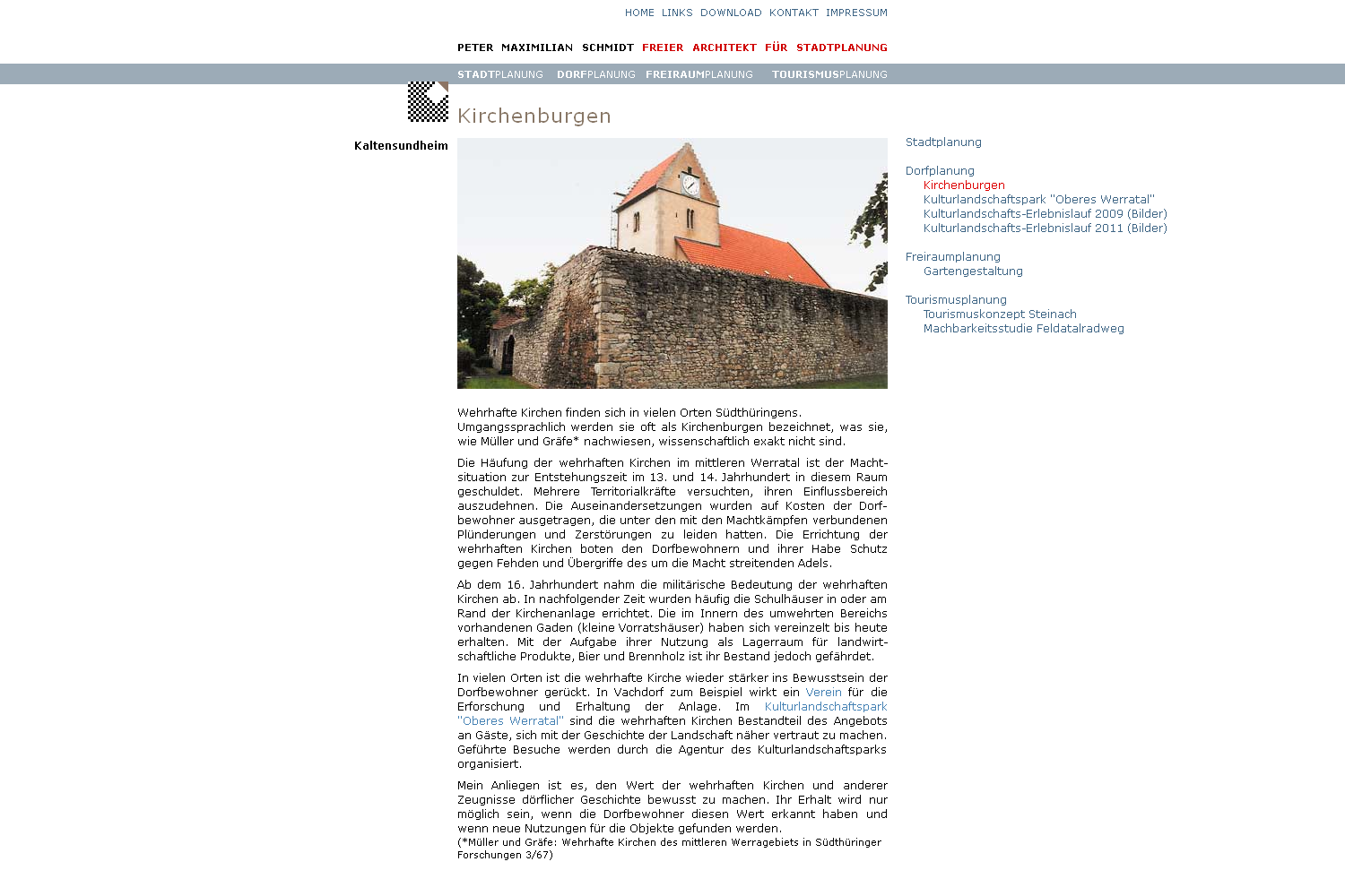Kirchenburgen . Stadtplanung Schmidt (Peter Maximilian Schmidt) . Website . 2007