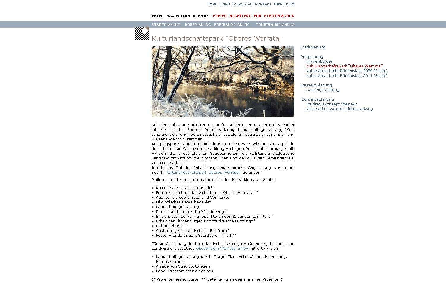 Kulturlandschaftspark "Oberes Werratal" . Stadtplanung Schmidt (Peter Maximilian Schmidt) . Website . 2007