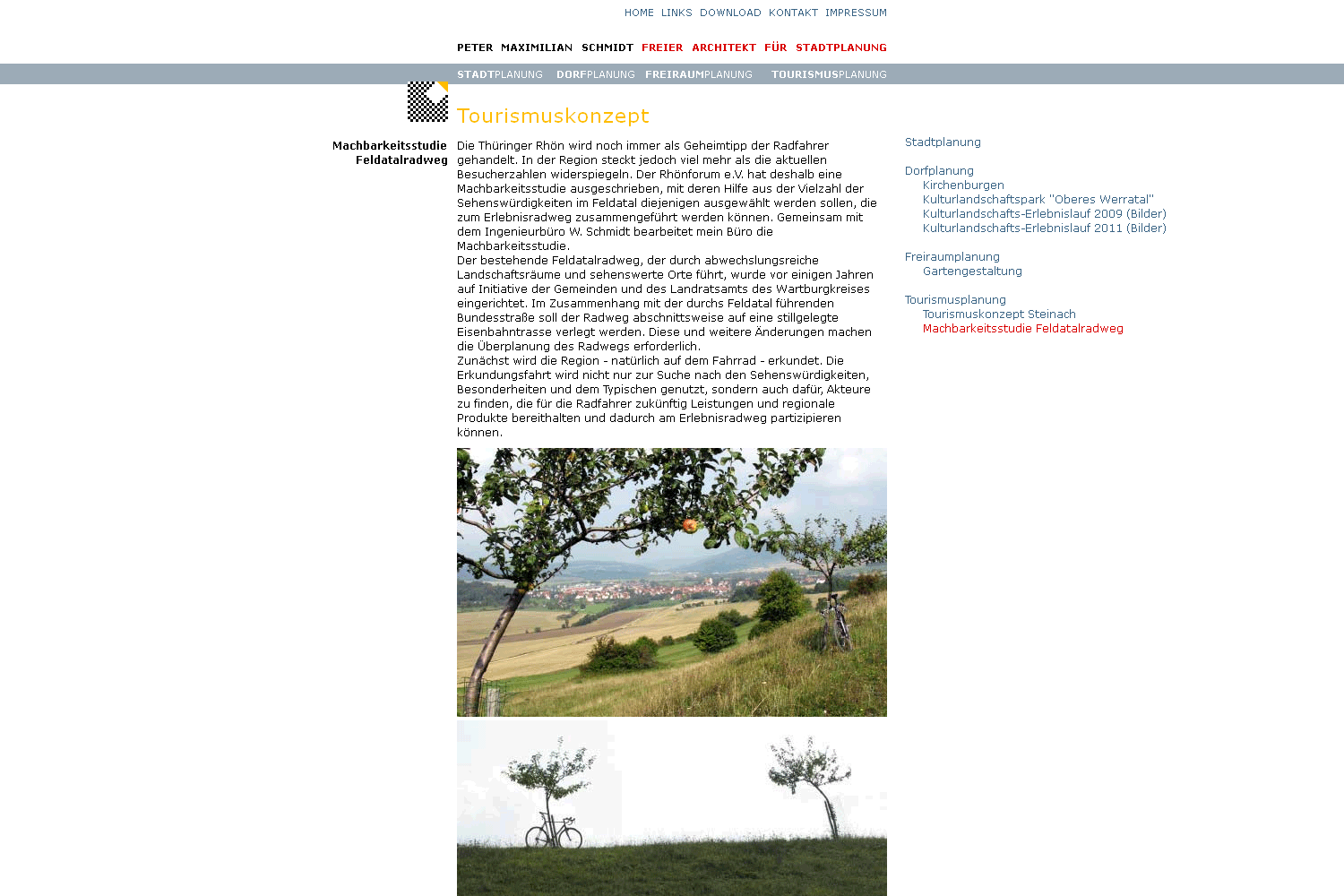 Tourismuskonzept Feldatalradweg . Stadtplanung Schmidt (Peter Maximilian Schmidt) . Website . 2007