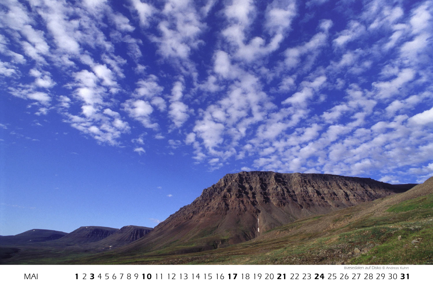 Blæsedalen auf Disko (Foto: Andreas Kuhrt) . Fotokalender Grönland 2009 . Fotografie Manuela Hahnebach & Andreas Kuhrt (Gestaltung: Designakut 2008)