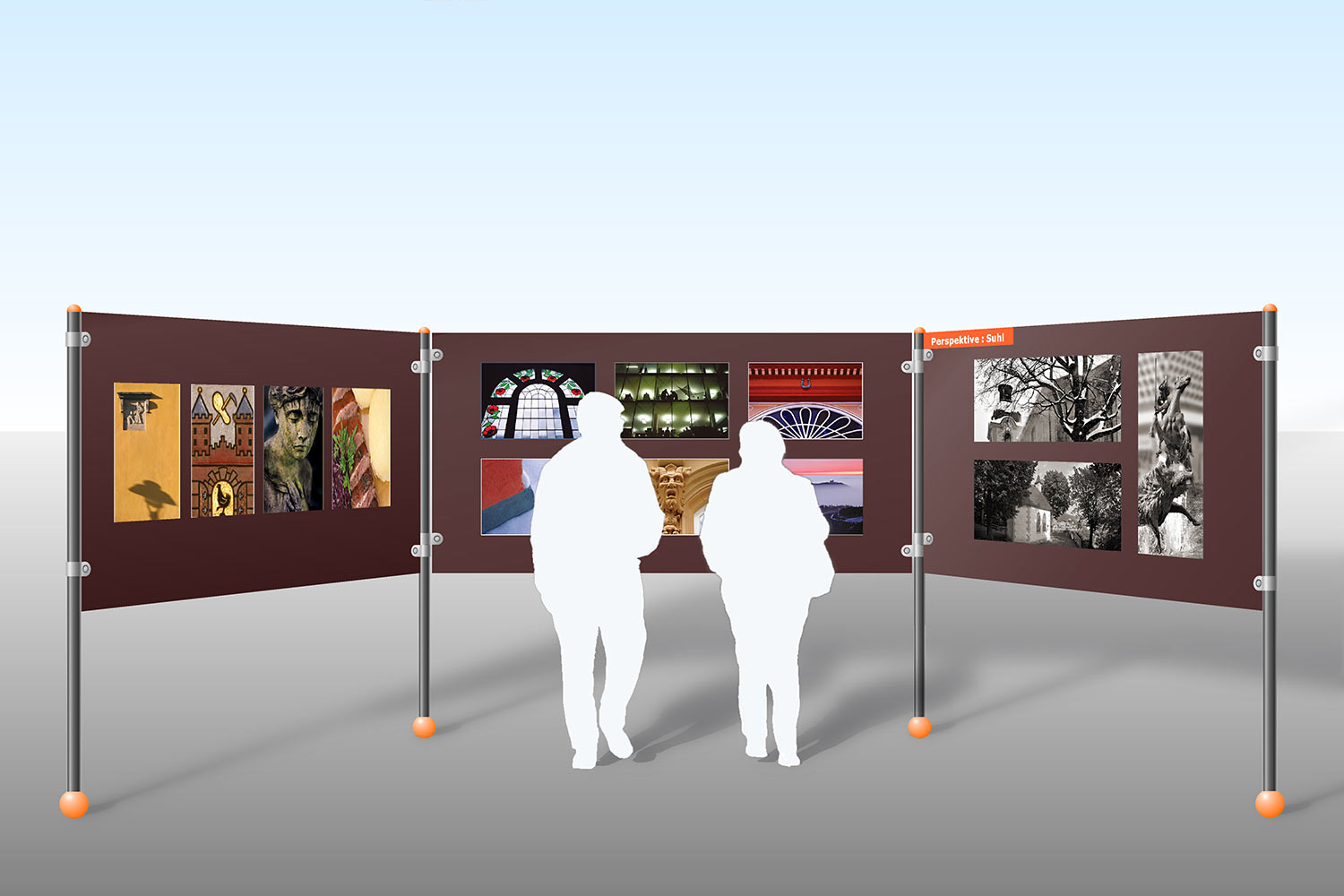 Openair-Ausstellungssystem: Ansicht (Grafik) . Stadt Suhl . 2008 (Design: Andreas Kuhrt)