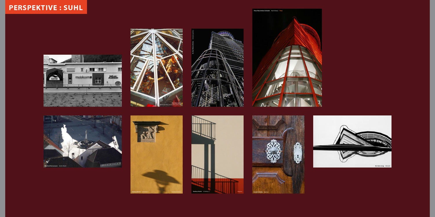 Ausstellung Perspektive Suhl: Architekturdetails (Fotos: Paul Franke, Ramona Lipsius, Karl-Heinz Richter, Peter Maximilian Schmidt, Manfred Hiersemann, Andreas Kuhrt, Cordelia Kothe, Doris Jung) . Stadt Suhl . 2008