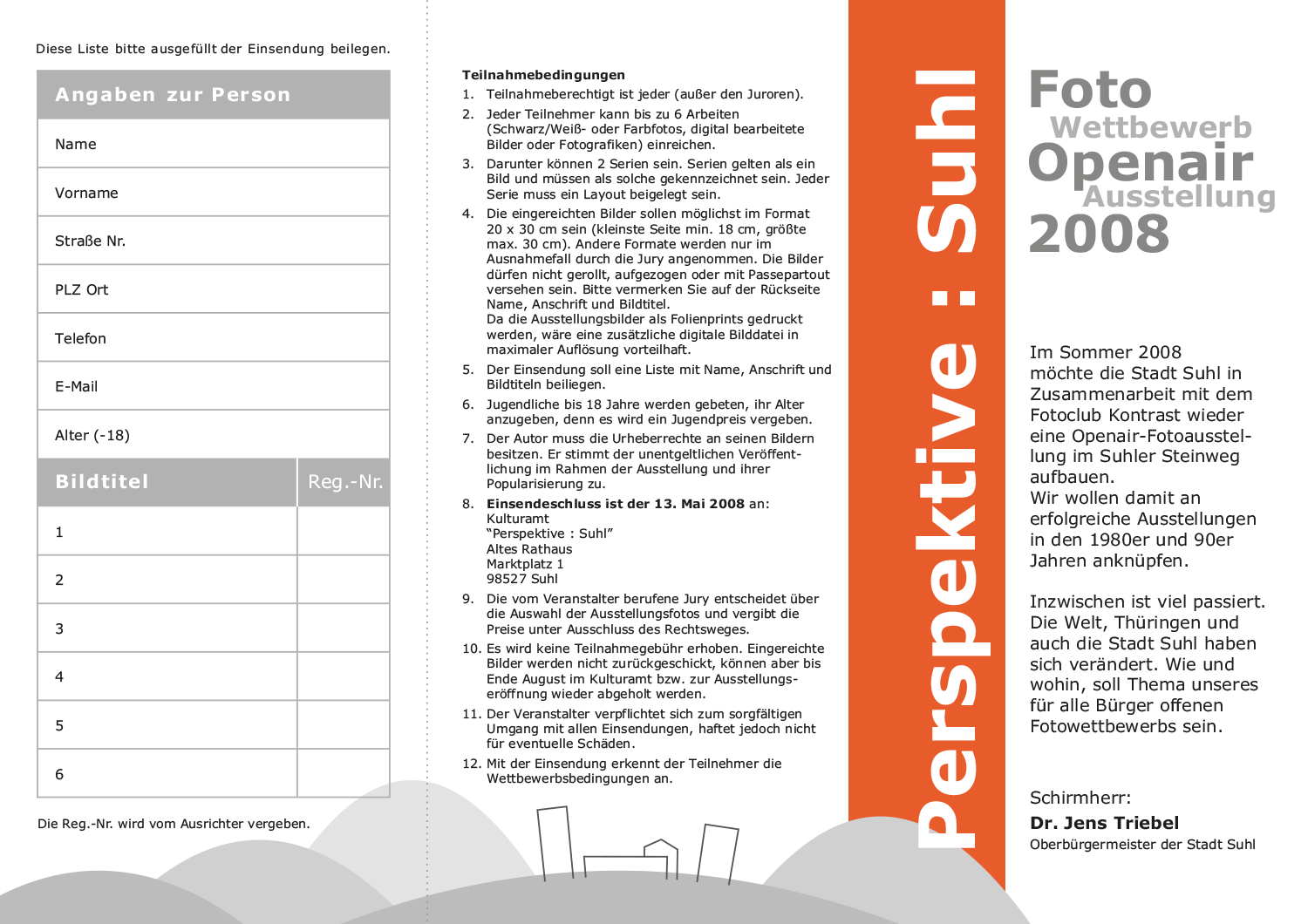 Ausstellung Perspektive Suhl: Flyer . Stadt Suhl . 2008 (Design: Andreas Kuhrt)