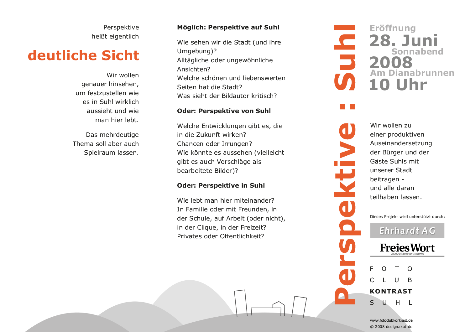 Ausstellung Perspektive Suhl: Flyer . Stadt Suhl . 2008 (Design: Andreas Kuhrt)