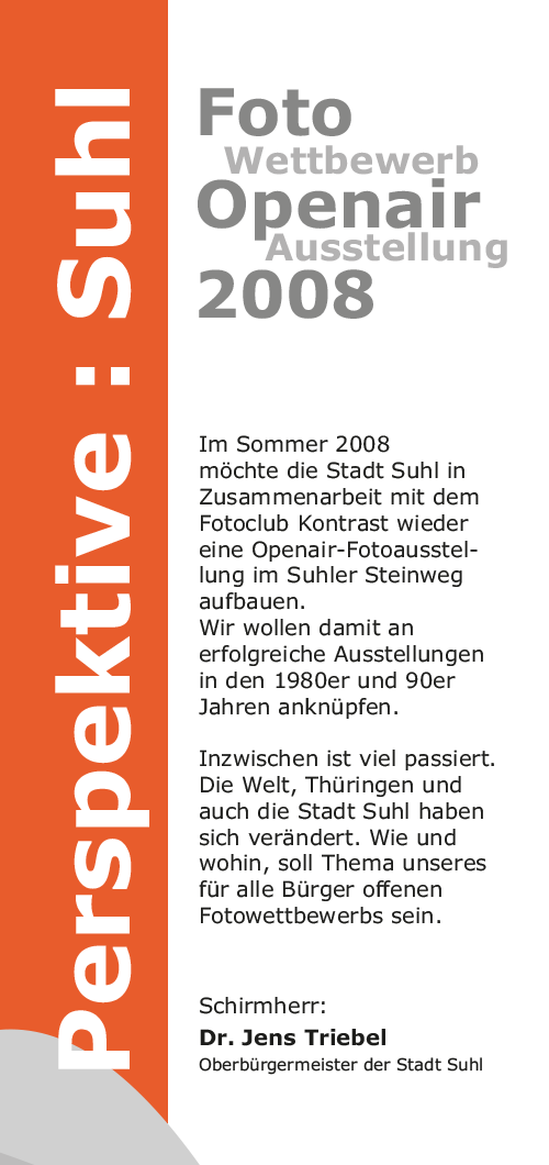 Ausstellung Perspektive Suhl: Flyer . Stadt Suhl . 2008 (Design: Andreas Kuhrt)