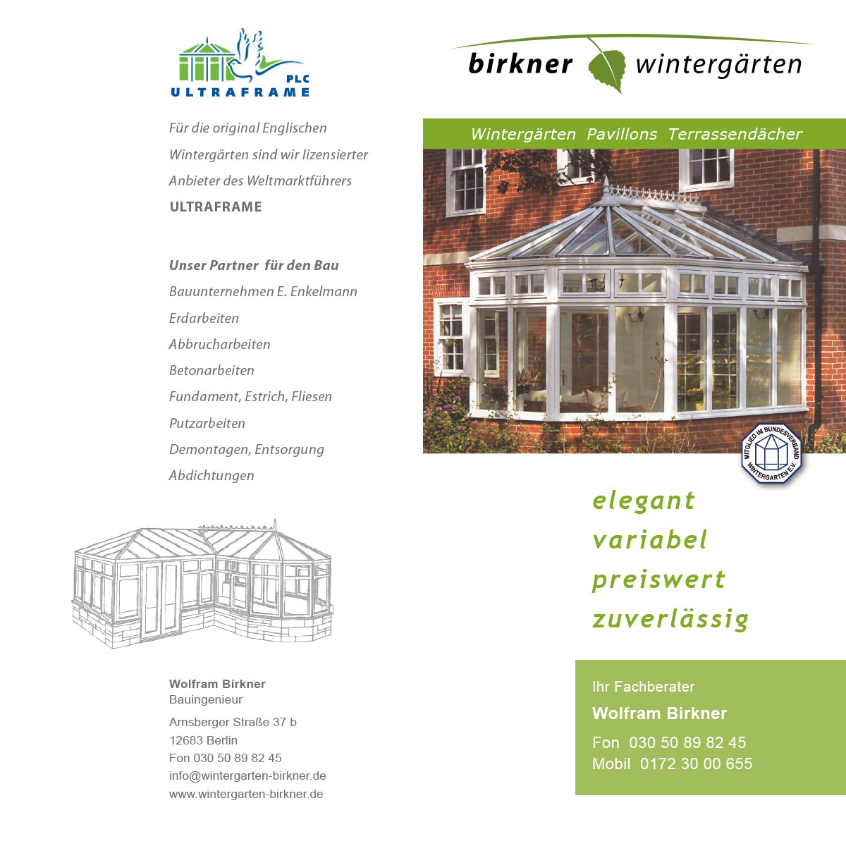 Flyer Birkner Wintergärten (Layout: Andreas Kuhrt 2009)
