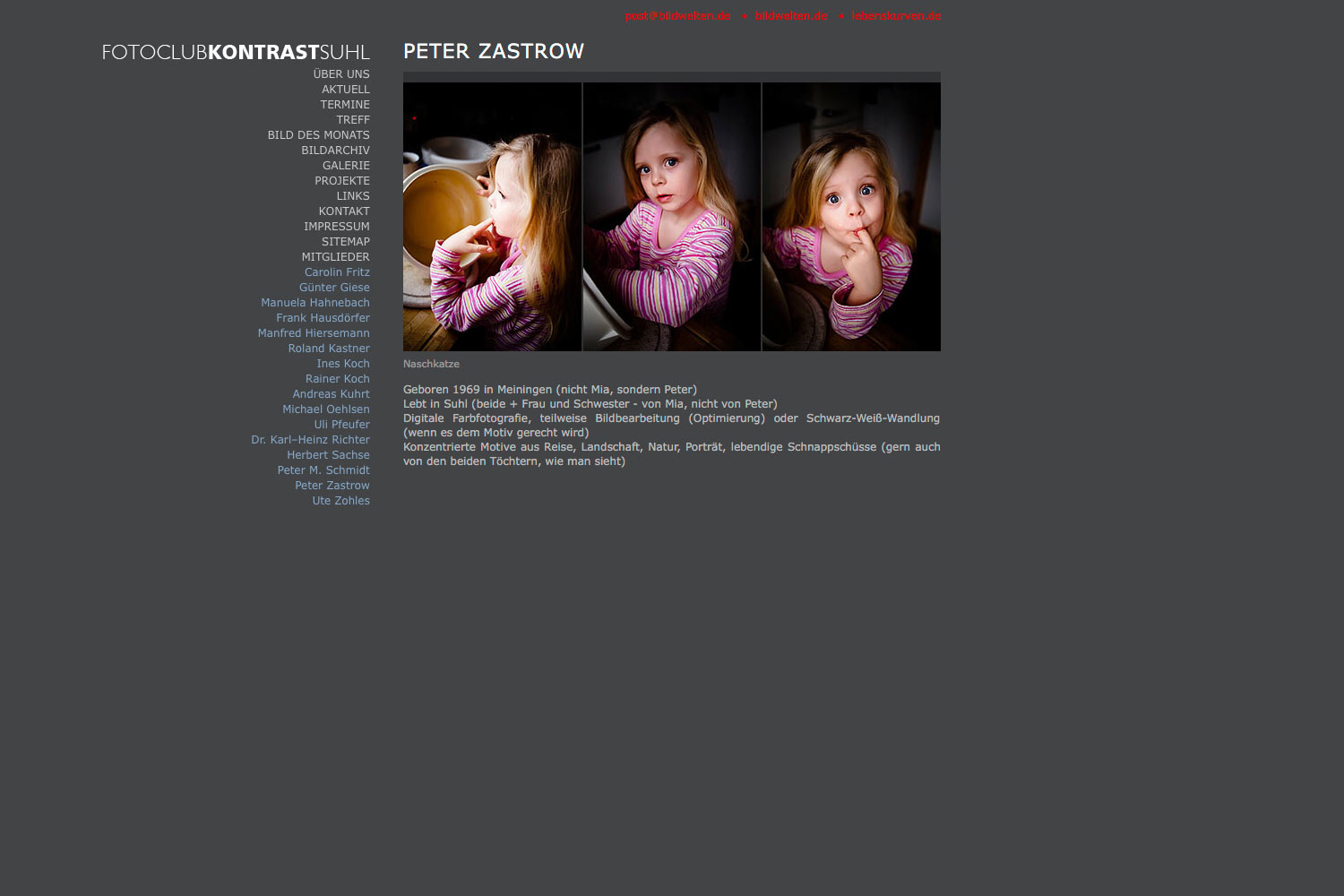 2009-Website-Fotoclub-Kontrast-Suhl-Mitglieder-Peter-Zastrow Mitglieder: Peter Zastrow . Fotoclub Kontrast Suhl . Website (Web Design: Designakut 2009)