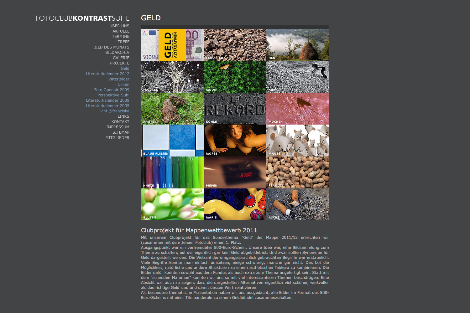 2009-Website-Fotoclub-Kontrast-Suhl-Projekte-Geld Projekte: Geld . Fotoclub Kontrast Suhl . Website (Web Design: Designakut 2009)