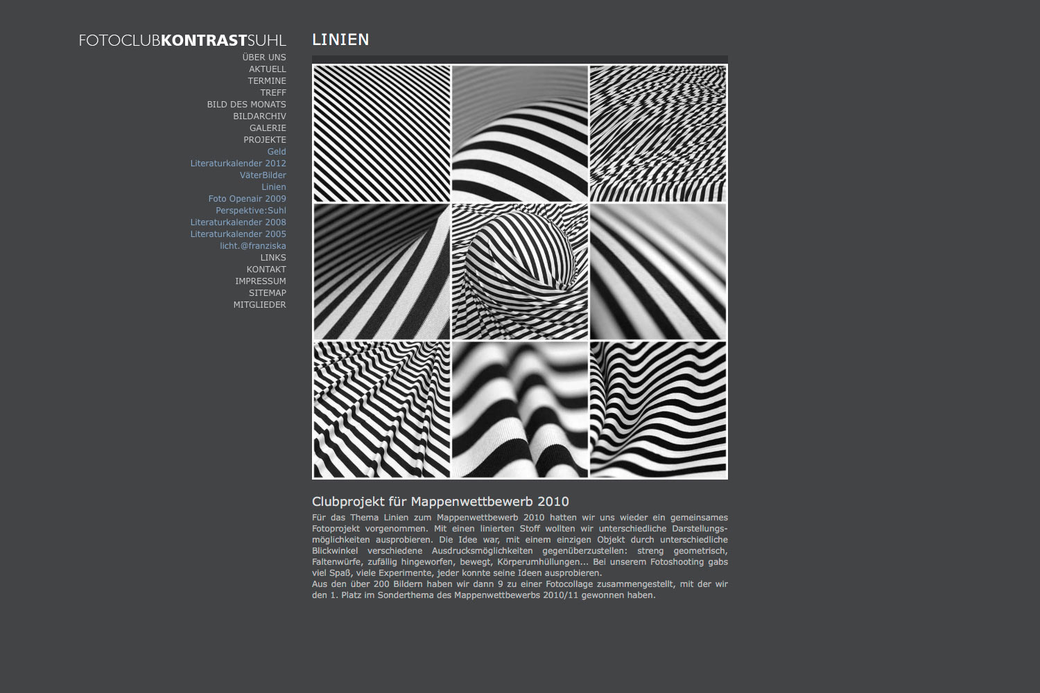 2009-Website-Fotoclub-Kontrast-Suhl-Projekte-Linien Projekte: Linien . Fotoclub Kontrast Suhl . Website (Web Design: Designakut 2009)