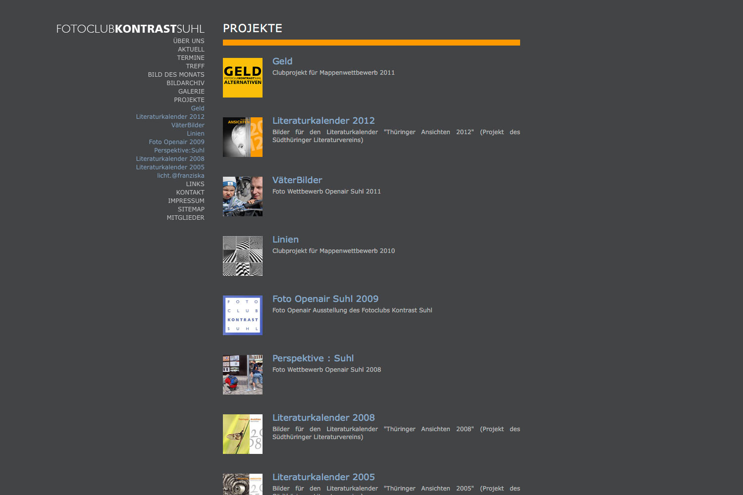 2009-Website-Fotoclub-Kontrast-Suhl-Projekte Projekte . Fotoclub Kontrast Suhl . Website (Web Design: Designakut 2009)