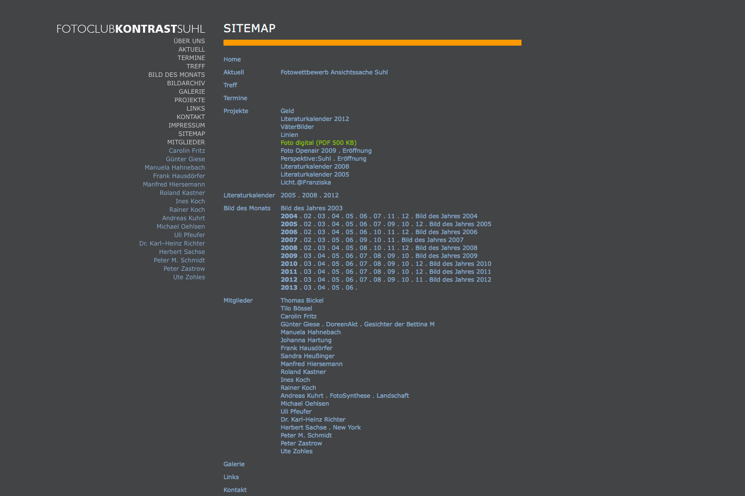 2009-Website-Fotoclub-Kontrast-Suhl-Sitemap Sitemap . Fotoclub Kontrast Suhl . Website (Web Design: Designakut 2009)