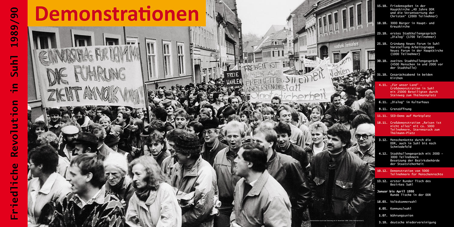 Friedliche Revolution Suhl 1989/90: Demonstration im Steinweg . Stadt Suhl . 2009