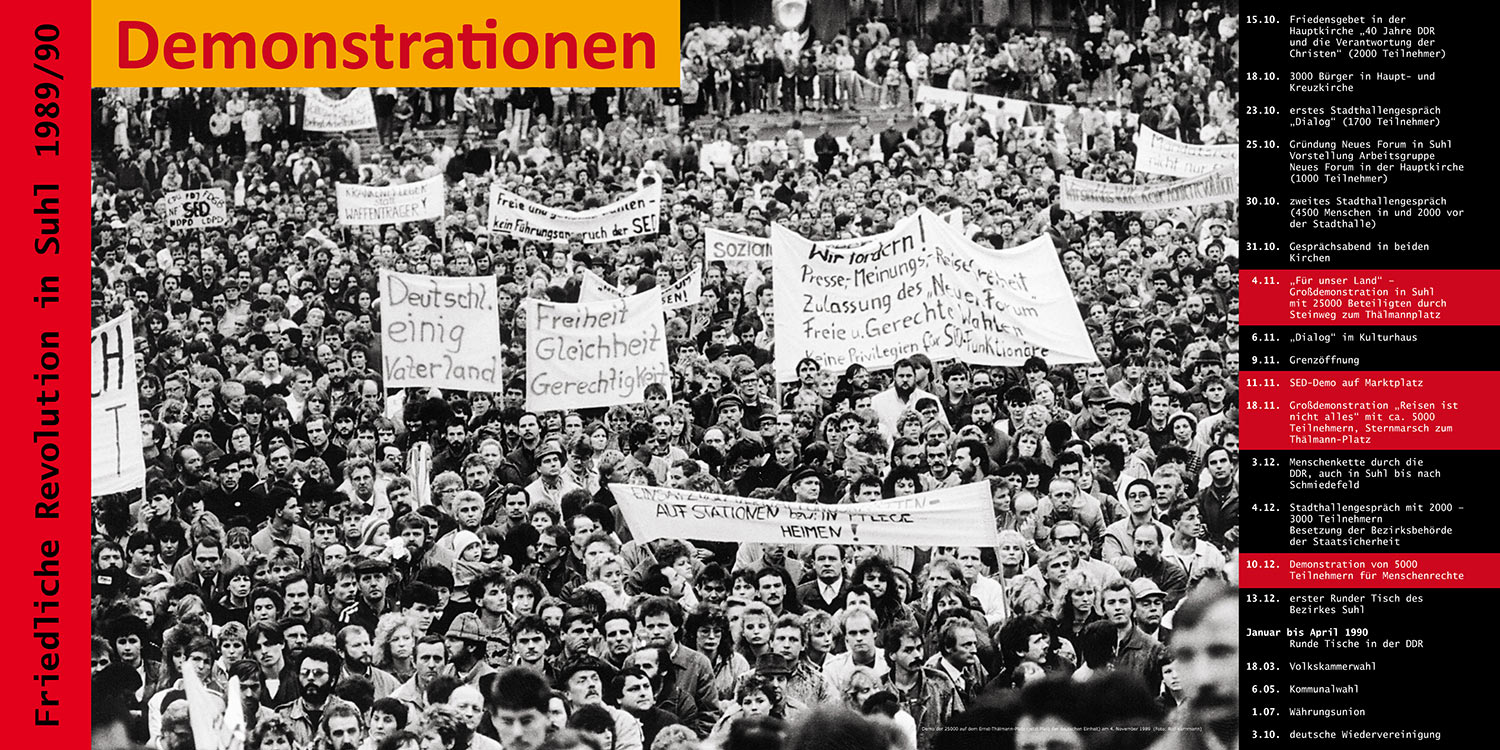 Friedliche Revolution Suhl 1989/90: Demonstration auf dem Thälmann-Platz . Stadt Suhl . 2009