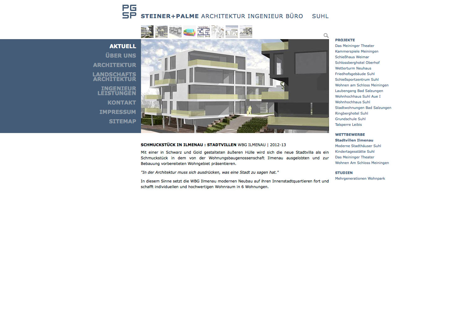 Aktuell . Architektur-Ingenieur-Büro Steiner + Palme PGSP . Website . 2009