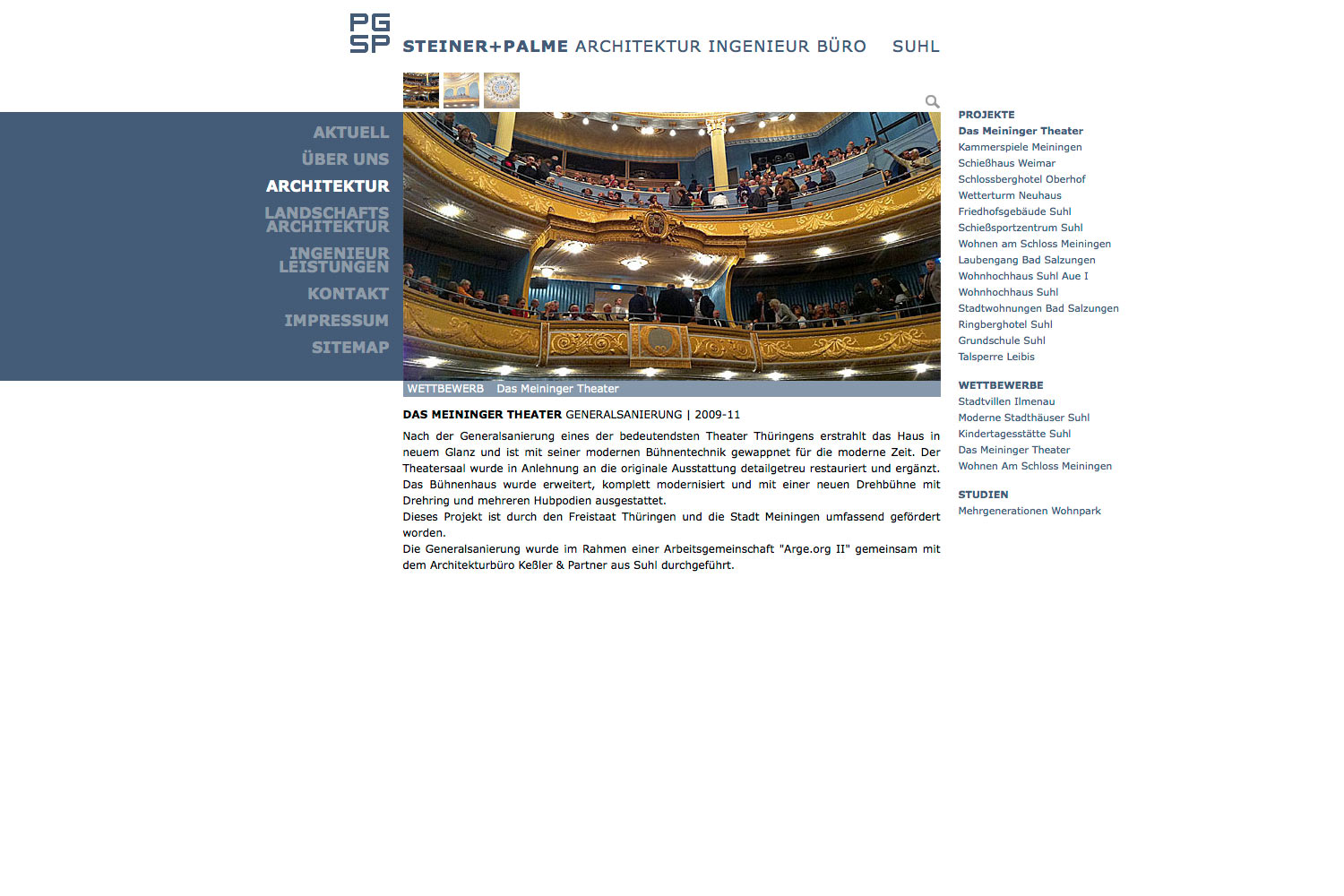 Architektur-Projekt: Das Meininger Theater . Architektur-Ingenieur-Büro Steiner + Palme PGSP . Website . 2009
