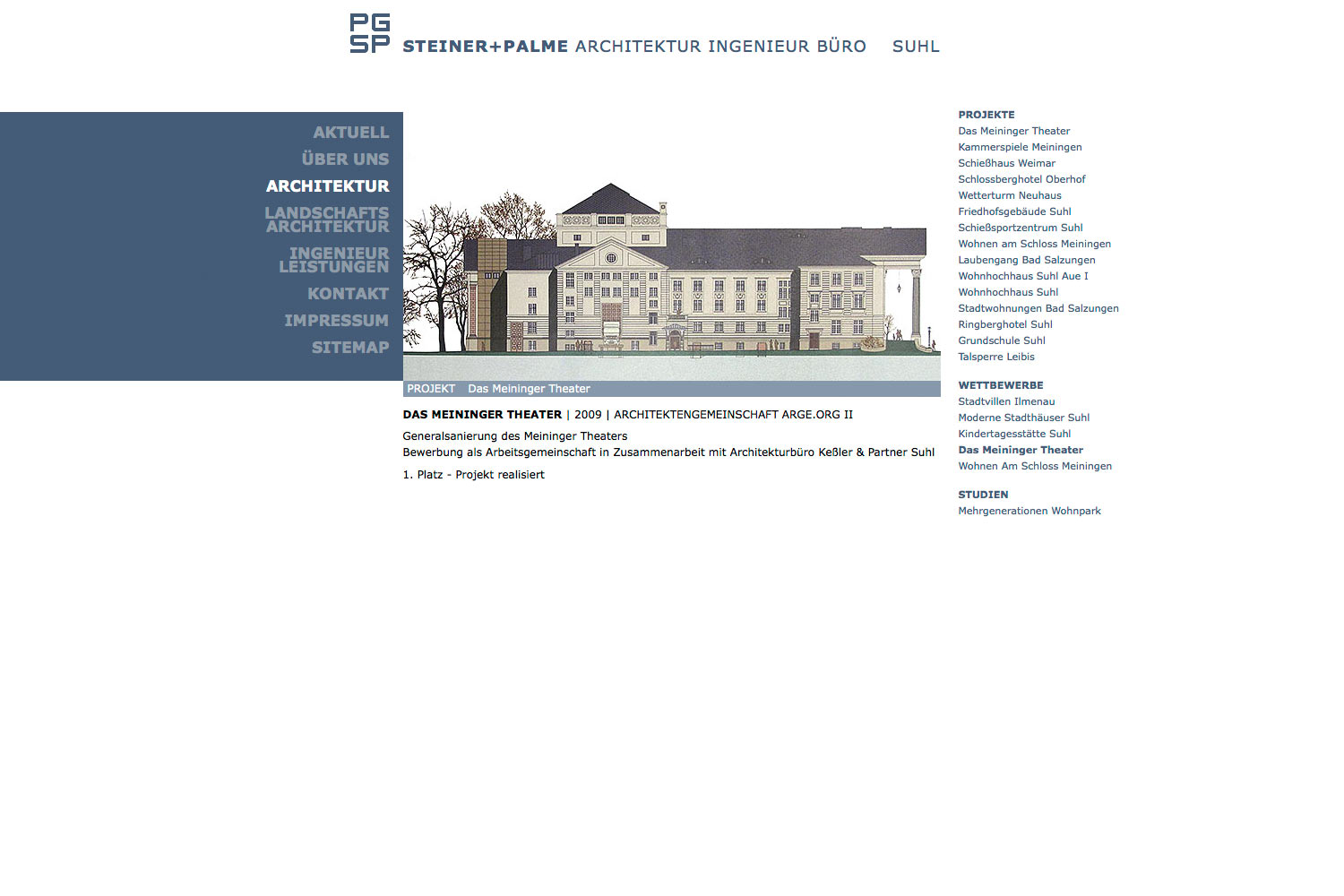 Architektur-Wettbewerb: Das Meininger Theater . Architektur-Ingenieur-Büro Steiner + Palme PGSP . Website . 2009
