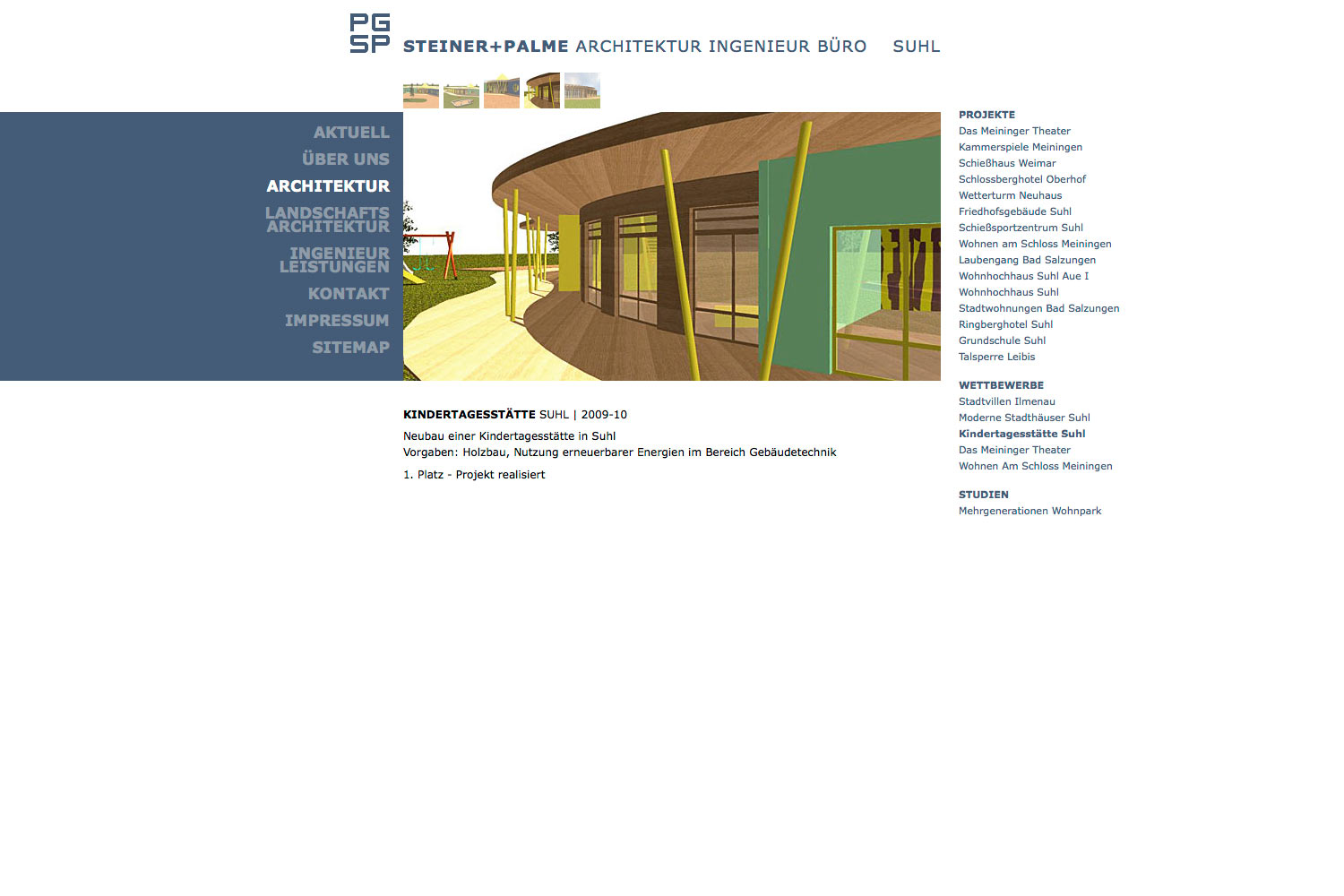 Architektur-Projekt: Kindertagesstätte Suhl . Architektur-Ingenieur-Büro Steiner + Palme PGSP . Website . 2009