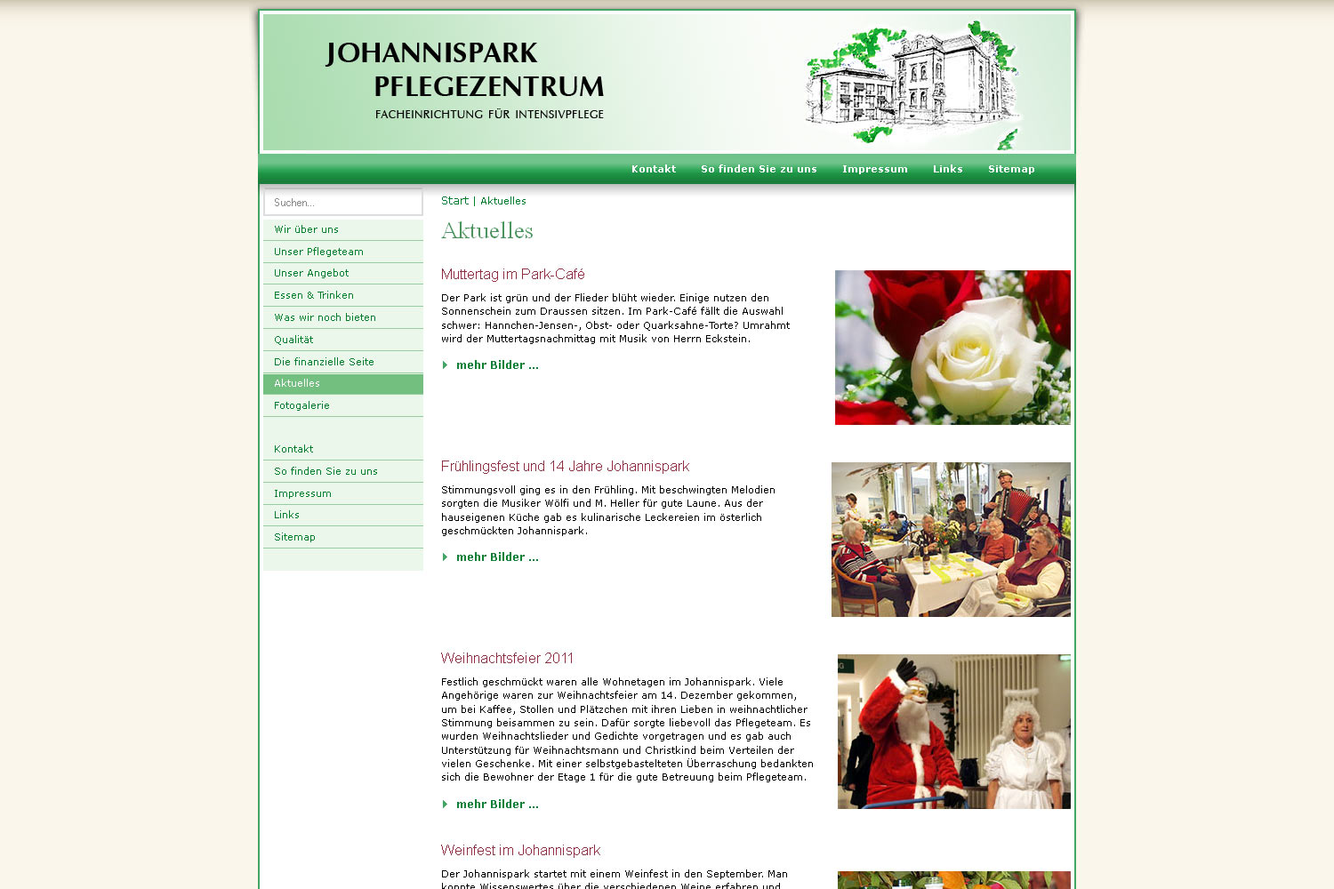Aktuelles . Pflegezentrum Johannispark Suhl . Website . 2010