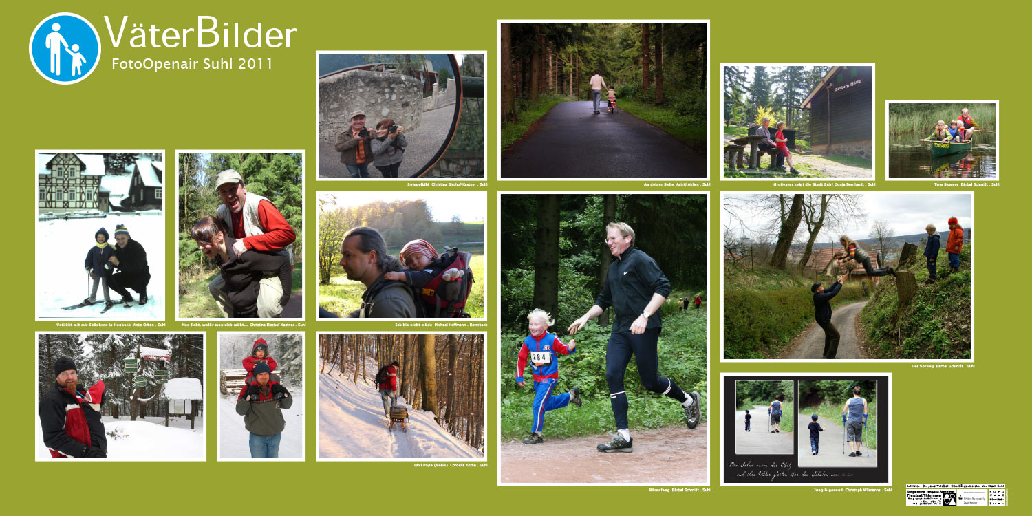 Ausstellung VäterBilder (Fotos: Anke Orban, Christina Bischof-Kastner, Michael Hoffmann, Astrid Ahlers, Sonja Bernhardt, Bärbel Schmidt, Cordelia Kothe, Christoph Wilmanns) . Stadt Suhl . 2011