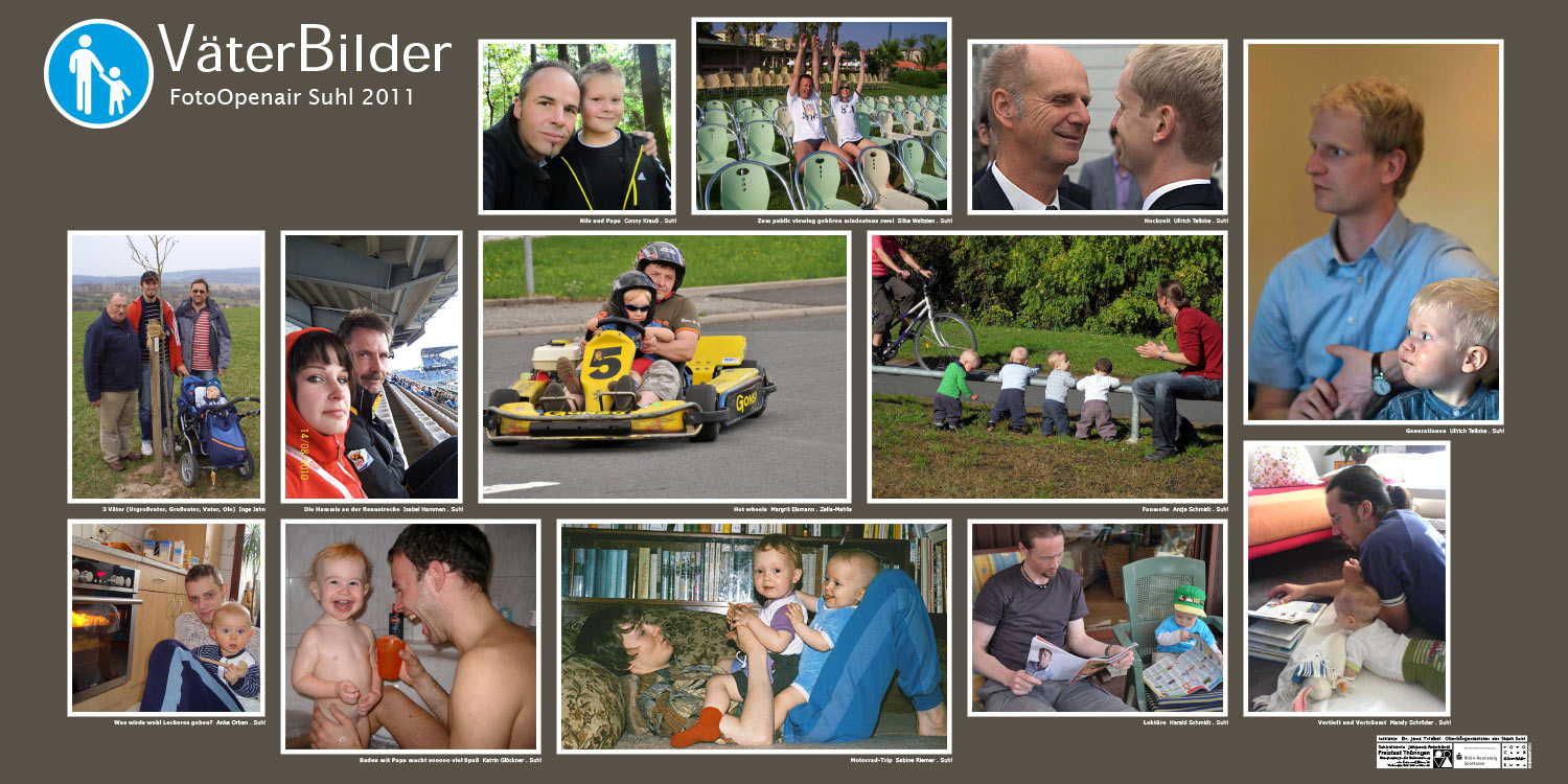 Ausstellung VäterBilder (Fotos: Conny Krauß, Silke Weltzien, Ullrich Telloke, Inge Jahn, Isabell Hammen, Margrit Elsmann, Antje & Harald Schmidt, Anke Orban, Katrin Glöckner, Sabine Riemer, Mandy Schröder) . Stadt Suhl . 2011