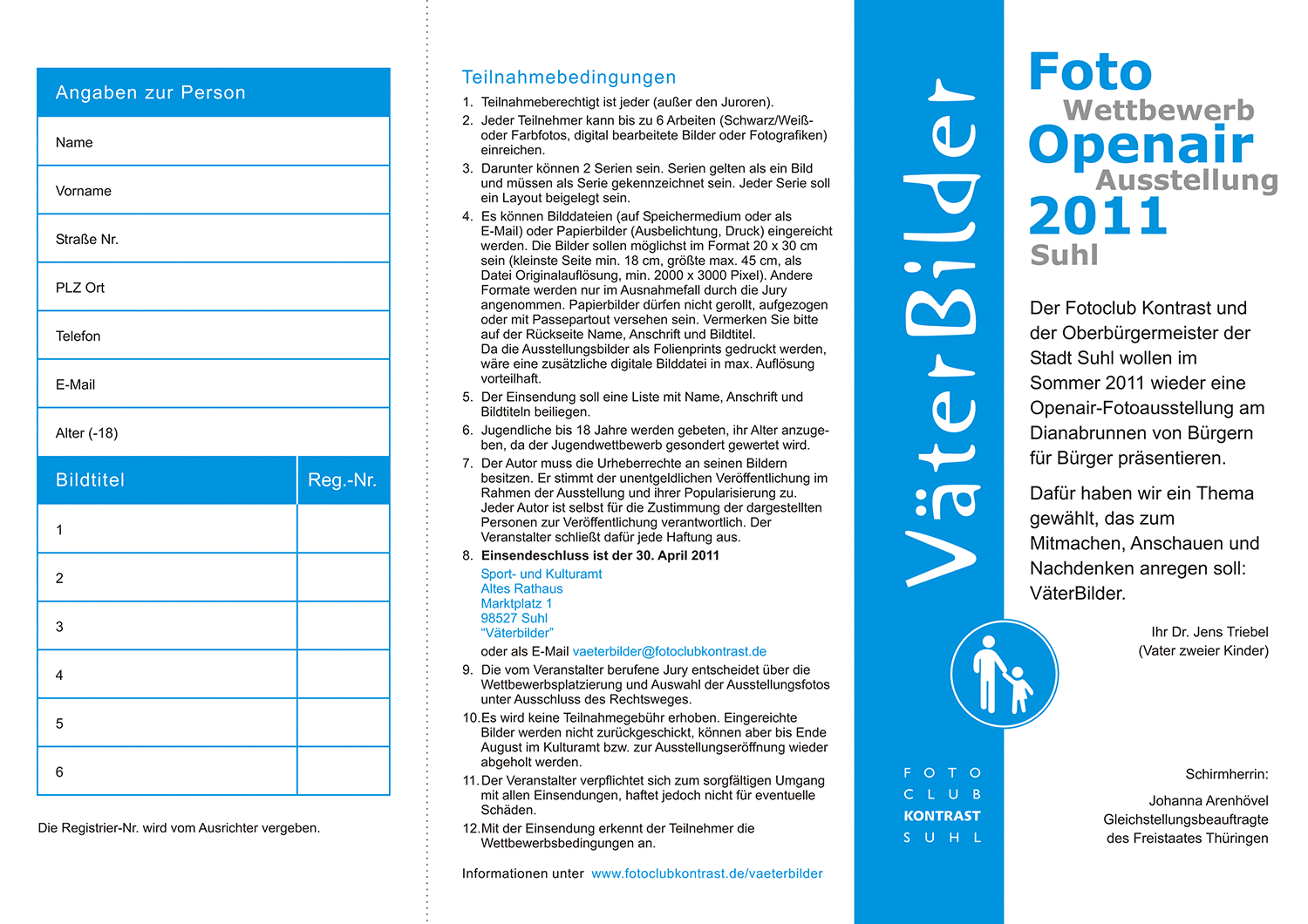 Ausstellung VäterBilder: Flyer . Stadt Suhl . 2011 (Design: Andreas Kuhrt)