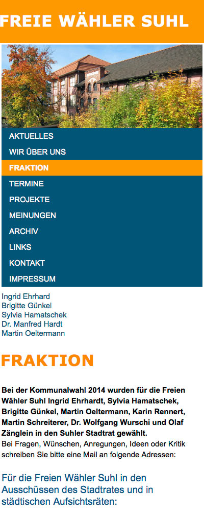 Fraktion . Freie Wähler Suhl . Website/Smartphone . 2011