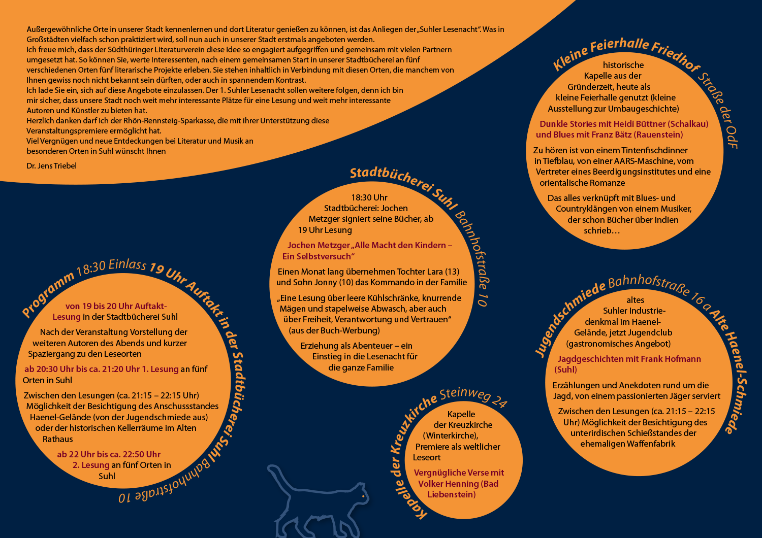 Programm-Flyer zur 1. Suhler Lesenacht 2012