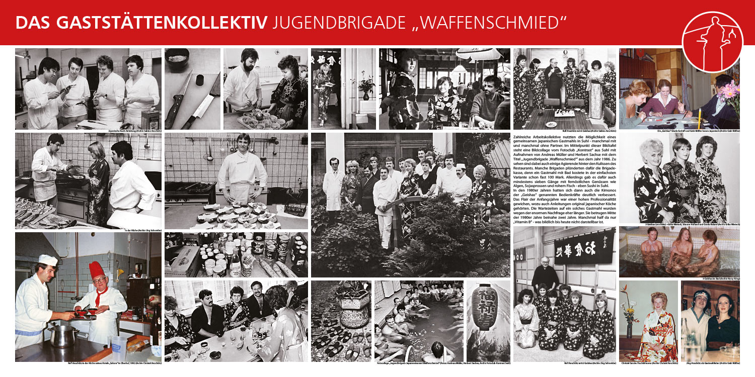 2012-sushi-in-suhl-ausstellung-04 Das Gaststättenkollektiv . Jugendbrigade "Waffenschmied" . Ausstellung 2012 (Ausstellungsgestaltung: Designakut)