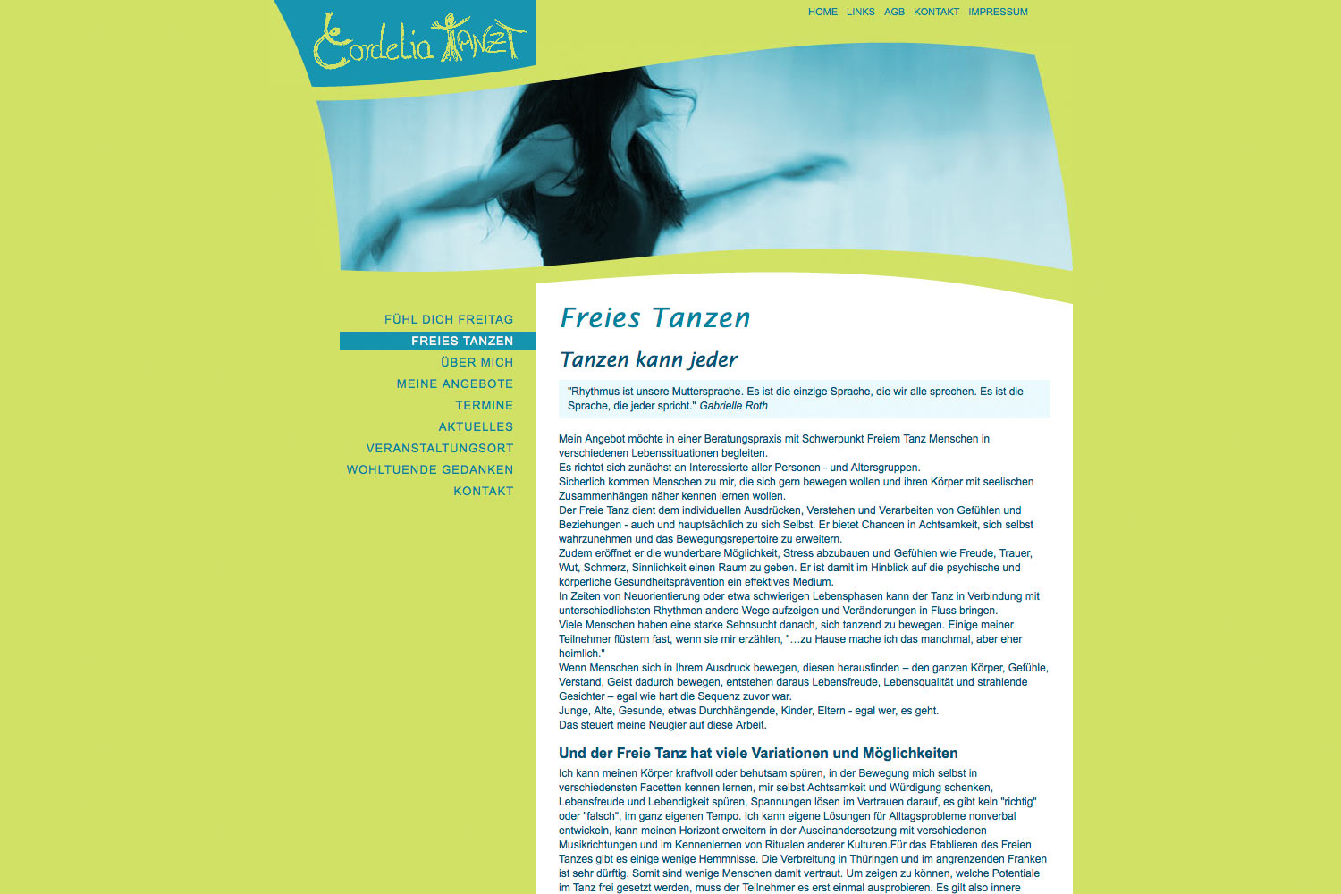 Freies Tanzen . Cordelia tanzt . Website . 2012