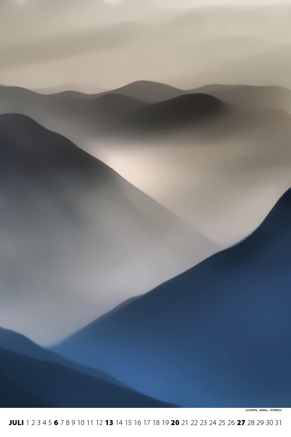 Klostertal im Verwall in Österreich (Foto: Andreas Kuhrt 2013, Bearbeitung) . Fotokalender Bergrausch 2014 Fotoakut (Gestaltung: Designakut 2013)