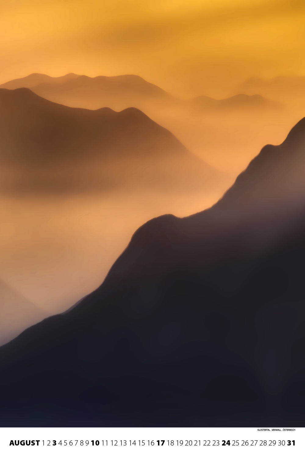 Klostertal im Verwall in Österreich (Foto: Andreas Kuhrt 2013, Bearbeitung) . Fotokalender Bergrausch 2014 Fotoakut (Gestaltung: Designakut 2013)