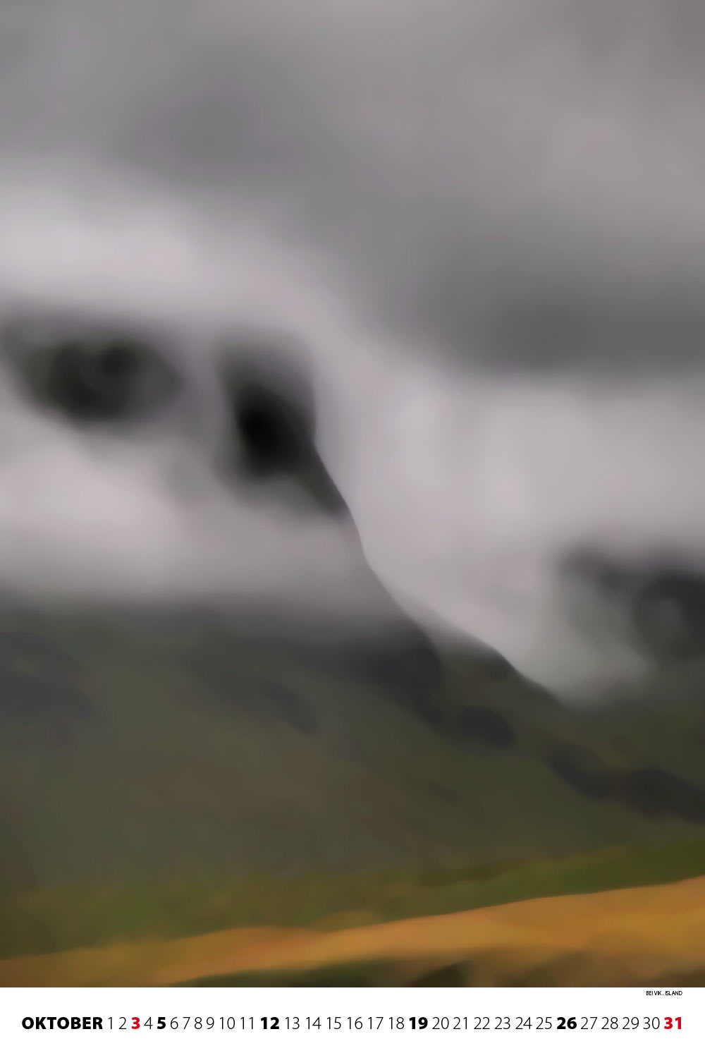 Bei Vik auf Island (Foto: Andreas Kuhrt 2012, Bearbeitung) . Fotokalender Bergrausch 2014 Fotoakut (Gestaltung: Designakut 2013)