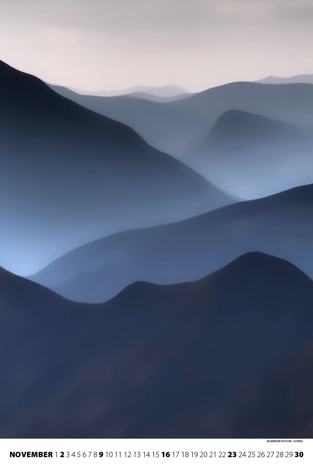 Am Brienzer Rothorn in der Schweiz (Foto: Andreas Kuhrt 2012, Bearbeitung) . Fotokalender Bergrausch 2014 Fotoakut (Gestaltung: Designakut 2013)