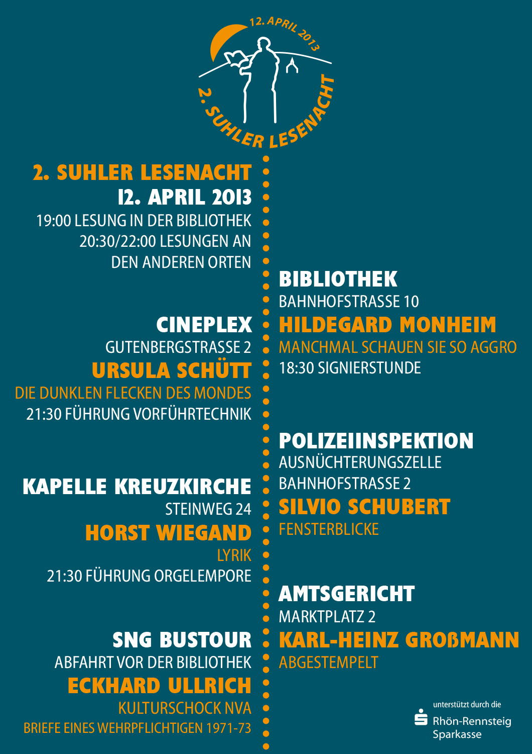 Programm-Flyer zur 2. Suhler Lesenacht 2013