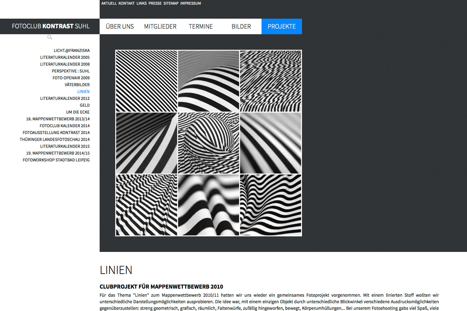 Projekte: Linien . Fotoclub Kontrast Suhl . Website . 2013